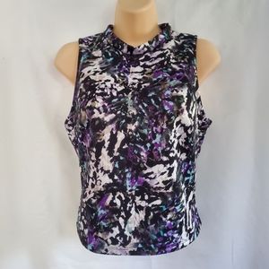 Women Mossimo Supply Black White Purple Geometric Sleeveless Back Kayhole Size M